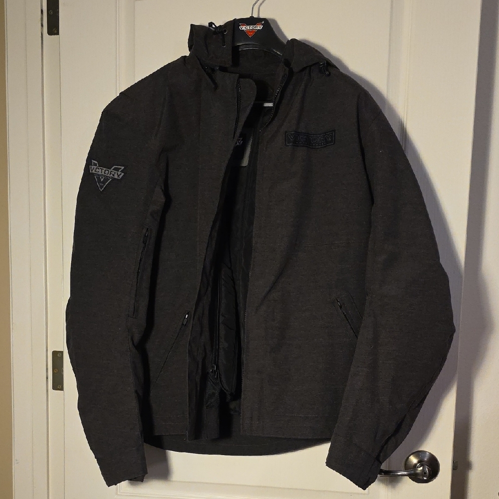Victory Men's Charcoal Riding Performance Jacket Lined, Elbow Armour XL